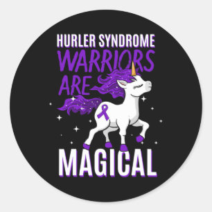 Pegatina Redonda Conciencia de Guerrero del Síndrome Hurler Unicorn