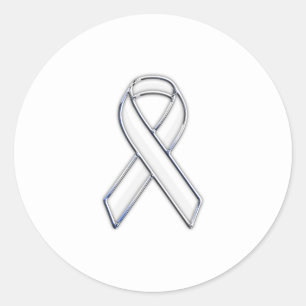 Pegatina Redonda Conciencia de la cinta blanca de estilo cromado