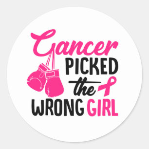 Pegatina Redonda Conciencia de la cinta rosa Cáncer de mama