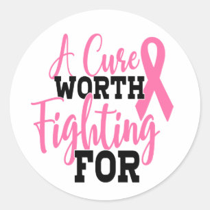Pegatina Redonda Conciencia de la cinta rosa Cáncer de mama