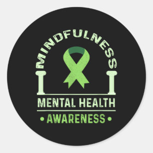 Pegatina Redonda Conciencia de la conciencia Salud Mental Mes Menta