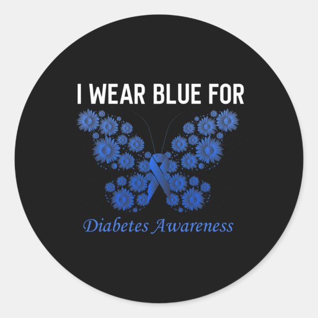 Pegatina Redonda conciencia de la diabetes en noviembre llevamos es (Anverso)
