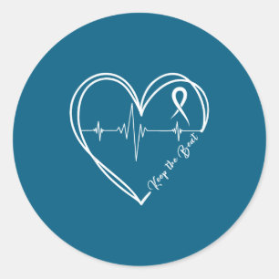 Pegatina Redonda Conciencia de la enfermedad cardíaca Latido Chd Us