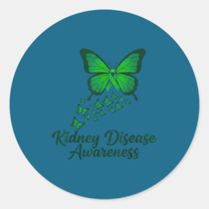 Pegatina Redonda Conciencia de la enfermedad renal Ckd cinta verde