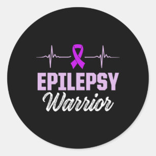 Pegatina Redonda Conciencia de la Epilepsia Guerrero Epiléptico Sup