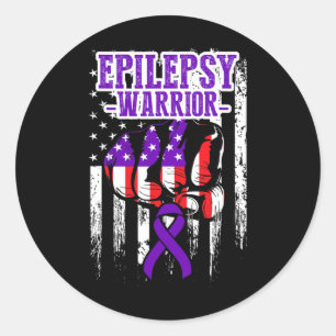 Pegatina Redonda Conciencia de la epilepsia Guerrero epiléptico Sup