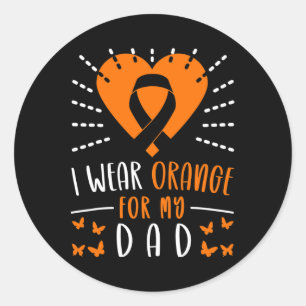 Pegatina Redonda Conciencia de la leucemia Llevo naranja por el cor