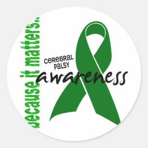 Pegatina Redonda Conciencia de la parálisis cerebral