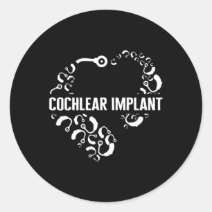 Pegatina Redonda Conciencia de la pérdida Amor Implante Coclear Asl