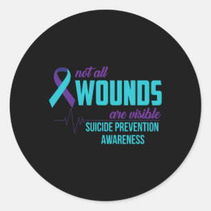 Pegatina Redonda Conciencia de la prevención del suicidio en cinta 