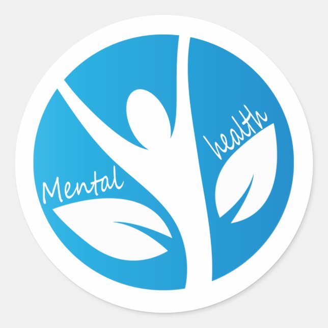 Pegatina Redonda conciencia de la salud mental (Anverso)