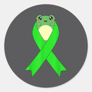 Pegatina Redonda Conciencia de Linfoma no Hodgkin Kawaii Rana Verde