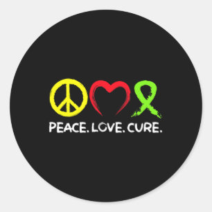 Pegatina Redonda Conciencia de Linfoma Paz Amor Cura 
