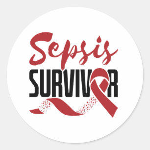 Pegatina Redonda Conciencia de los sobrevivientes de Sepsis