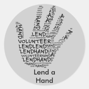 Pegatina Redonda Conciencia de los voluntarios: presta ayuda