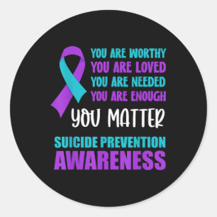 Pegatina Redonda Conciencia de Prevención del Suicidio