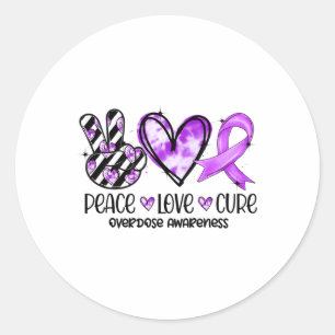 Pegatina Redonda Conciencia de sobredosis de cura de amor en paz