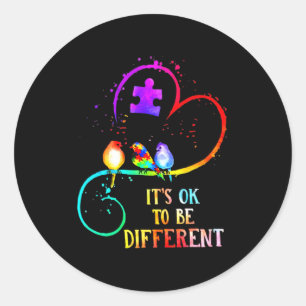 Pegatina Redonda Conciencia del autismo Está bien ser diferente amo