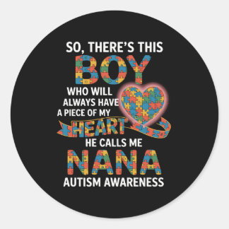 Pegatina Redonda Conciencia del Autismo Nana Rompecabezas Corazón R