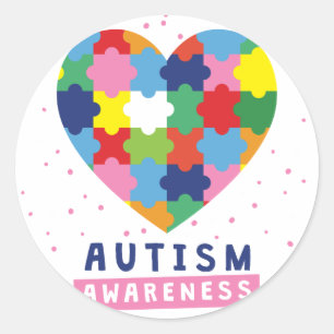 Pegatina Redonda conciencia del autismo rosa