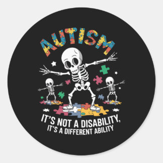 Pegatina Redonda Conciencia del autismo - Skeleton Dabbing Niños au