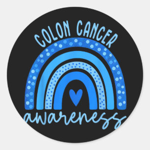 Pegatina Redonda Conciencia del cáncer de colon colorrectal arcoiri