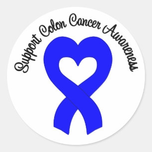 Pegatina Redonda Conciencia del cáncer de colon de la ayuda