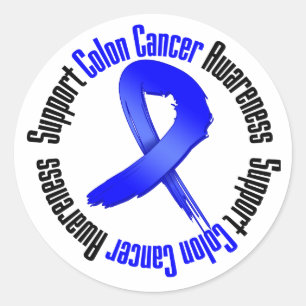 Pegatina Redonda Conciencia del cáncer de colon de la ayuda