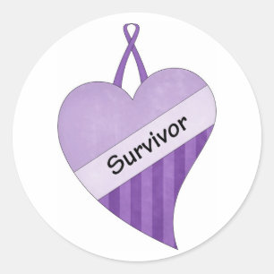 Pegatina Redonda Conciencia del cáncer de la cinta púrpura para sob