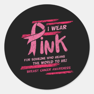 Pegatina Redonda Conciencia del Cáncer de Mama Familia Amigos Apoyo