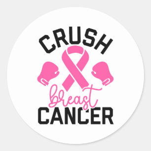 Pegatina Redonda Conciencia del Cáncer de Mama Triunfante