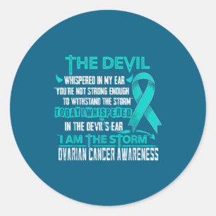Pegatina Redonda Conciencia del cáncer de ovario soy diablo torment