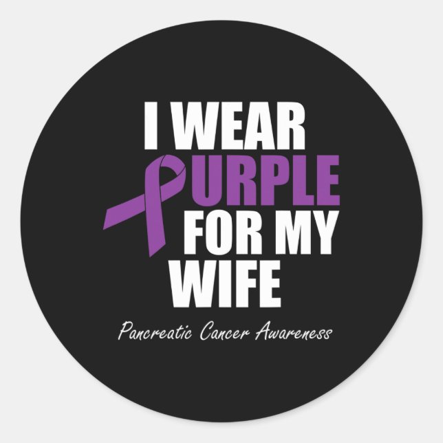 Pegatina Redonda Conciencia del cáncer de páncreas que llevo púrpur (Anverso)