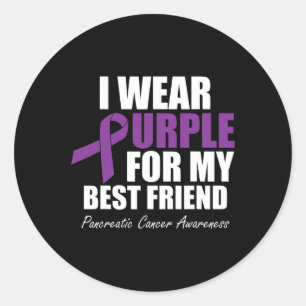 Pegatina Redonda Conciencia del cáncer de páncreas que llevo púrpur