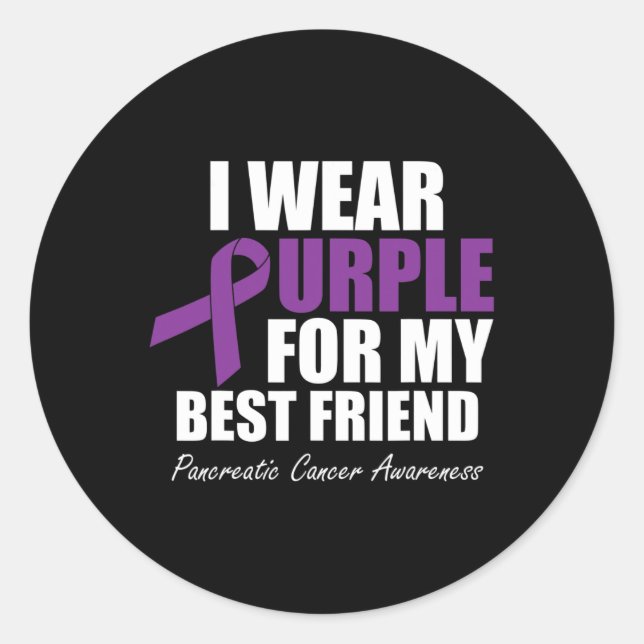 Pegatina Redonda Conciencia del cáncer de páncreas que llevo púrpur (Anverso)