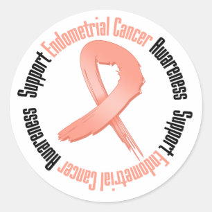 Pegatina Redonda Conciencia del cáncer endometrial de la ayuda