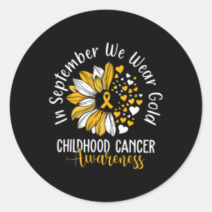 Pegatina Redonda Conciencia del Cáncer Infantil En Septiembre Usamo