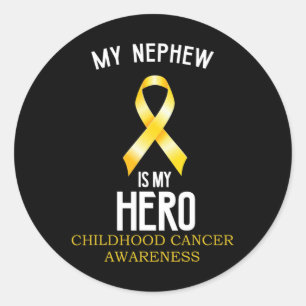 Pegatina Redonda Conciencia del Cáncer Infantil Mi Sobrino Es Mi Hé
