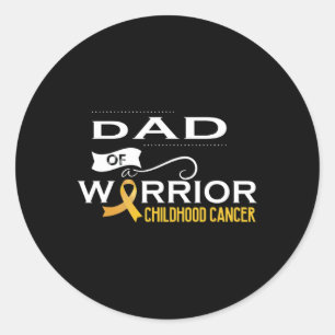 Pegatina Redonda Conciencia del Cáncer Infantil Papá de un Guerrero