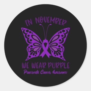 Pegatina Redonda Conciencia Del Cáncer Pancreático En Noviembre Usa