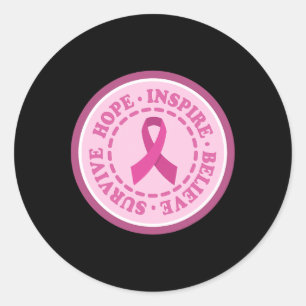 Pegatina Redonda Conciencia del Cáncer Sobrevivir Esperanza Inspira