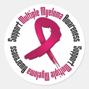 Pegatina Redonda Conciencia del mieloma múltiple de la ayuda