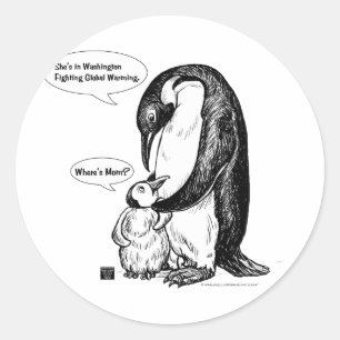 Pegatina Redonda Conciencia del pingüino