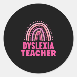 Pegatina Redonda Conciencia del profesor sobre dislexia disléxico d