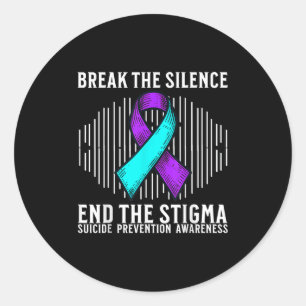 Pegatina Redonda Conciencia del Suicidio Apoyo Conciencia de Preven