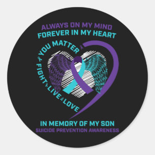 Pegatina Redonda Conciencia En Memoria De Mi Hijo, Problema Semicol