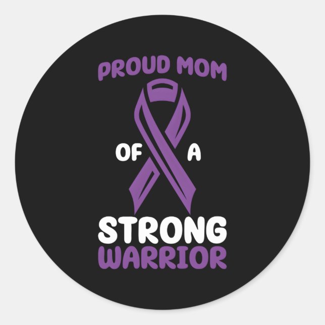 Pegatina Redonda Conciencia Epilepsia Orgullosa Madre De Un Guerrer (Anverso)
