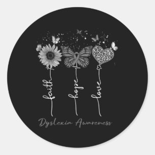 Pegatina Redonda Conciencia Fe Esperanza Amor Leopard Sunflower