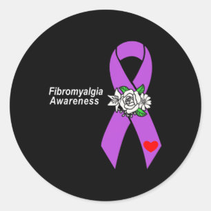 Pegatina Redonda Conciencia Flores de cinta morada