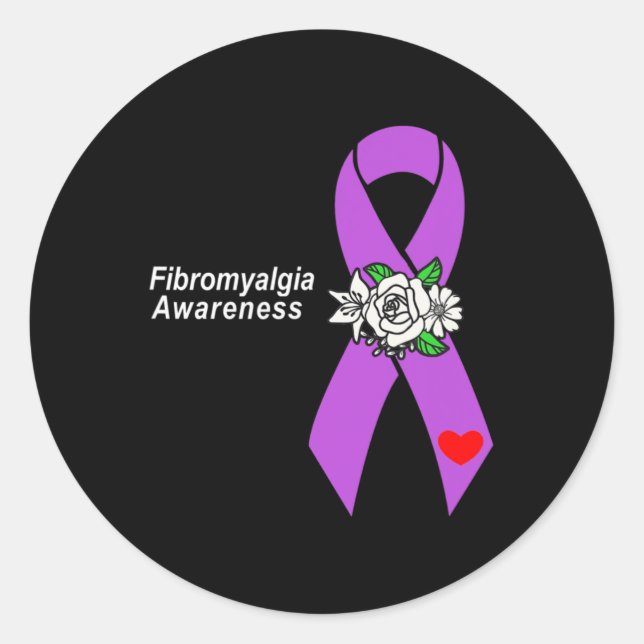 Pegatina Redonda Conciencia Flores de cinta morada (Anverso)